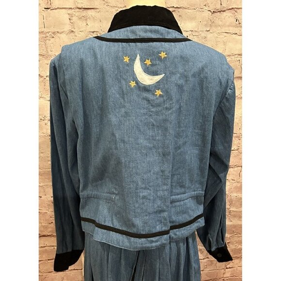 Vintage 90s Button Front Denim Chambray Midi Dress & Vest Long Modest Size 12 - Picture 7 of 11